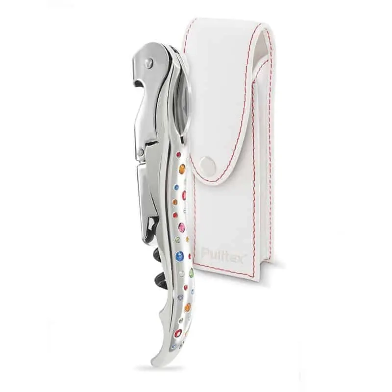 Korkociąg kelnerski trybuszon Classic Swarovsky Rainbow Pulltex + eleganckie skórzane etui